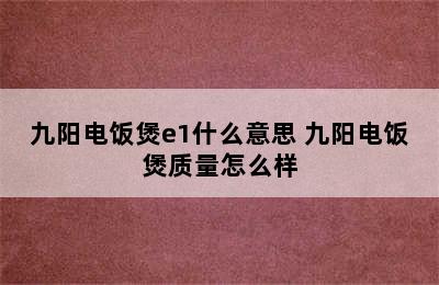 九阳电饭煲e1什么意思 九阳电饭煲质量怎么样